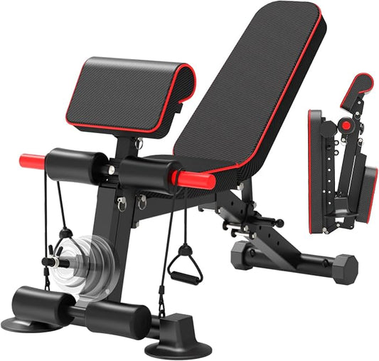 K KiNGKANG Adjustable Weight Bench for Home Gym Full Body Strength Training | Load 1050lbs|8+3 Angle Positions|High-Density Cushion|Commercial Steel Frame|Assembly Free | Foldable | Space Saving