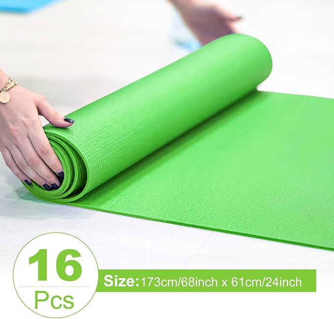 Funtery 3 mm Thin Yoga Mats Bulk, 68 x 24 Inches Lightweight PVC Exercise Mats Non Slip Workout Fitness Pads for Yoga Pilates Stretching Classes Gym Home Studio