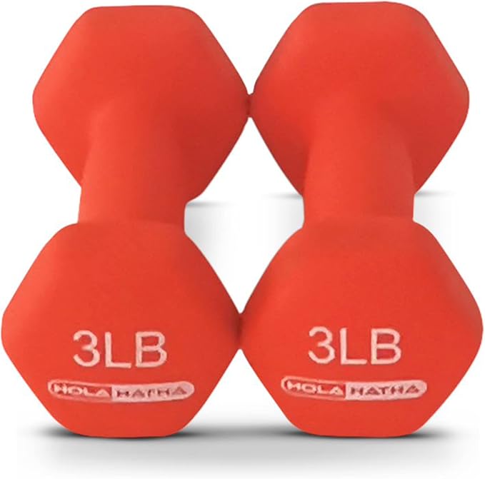 HolaHatha 1, 2 and 3 lb Neoprene Dumbbell Strength Training Weight Set with Rack