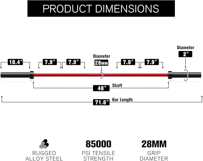 RitFit Barbell Weight Set - 4/6FT Olympic Barbell with Weight Plates (55-115LB Total) - Weightlifting Equipment for Squats, Curls, Deadlifts, Presses, Hip Thrusts