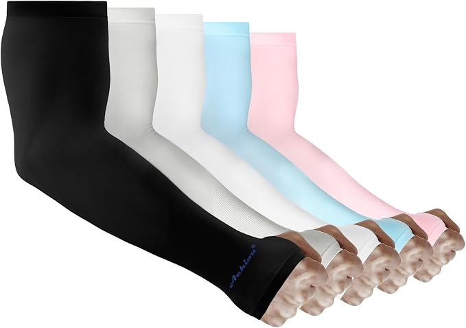 Achiou Arm Sleeves for Men Women, Sun Sleeves UV Protection Cooling Sports | Compression,Tattoo Sleeve Cover, Thumb Hole Design,Tattoo Cover Up, UPF 50+, Versatile Use for Basketball Football Volleyball