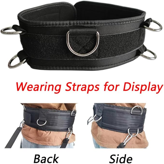 LOOEEL Fitness Resistance Belt Multi Functional Fitness Belt with 5 Rings for Weight Training and Resistance Training of Load Carrying Pull Up Belt Squat