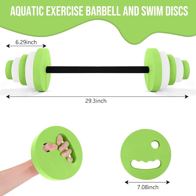 29.3’’Swimming Barbell Pool Dumbbell Swim Dumbbell with Water Exercise Discs High Density EVA Foam Aquatic Exercise Equipment