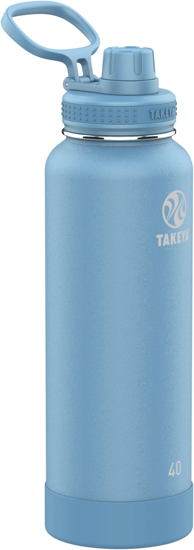 Takeya Actives Stainless Steel Water Bottle, Insulated Spout Lid, Keeps Drinks Cold 24 Hrs, Leakproof, Durable, Dishwasher Safe, Ideal for Gym, Travel, Fits Most Cup Holders, 40 oz/Bluestone