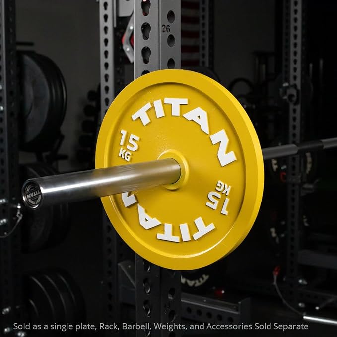 Titan Fitness Olympic Calibrated Steel Powerlifting Plates, Machine Precision Steel Discs