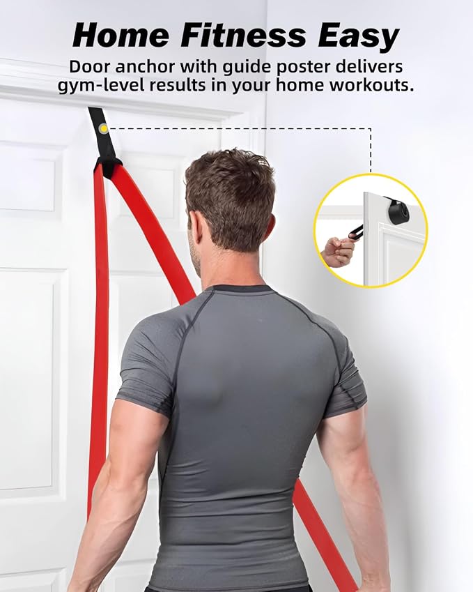 Zacro Resistance Bands Set with Door Anchor, Heavy Duty Pull Up Exercise Bands for Working Out, Muscle Power Strength Training, Physical Therapy, Home Fitness Gym Equipment for Men & Women