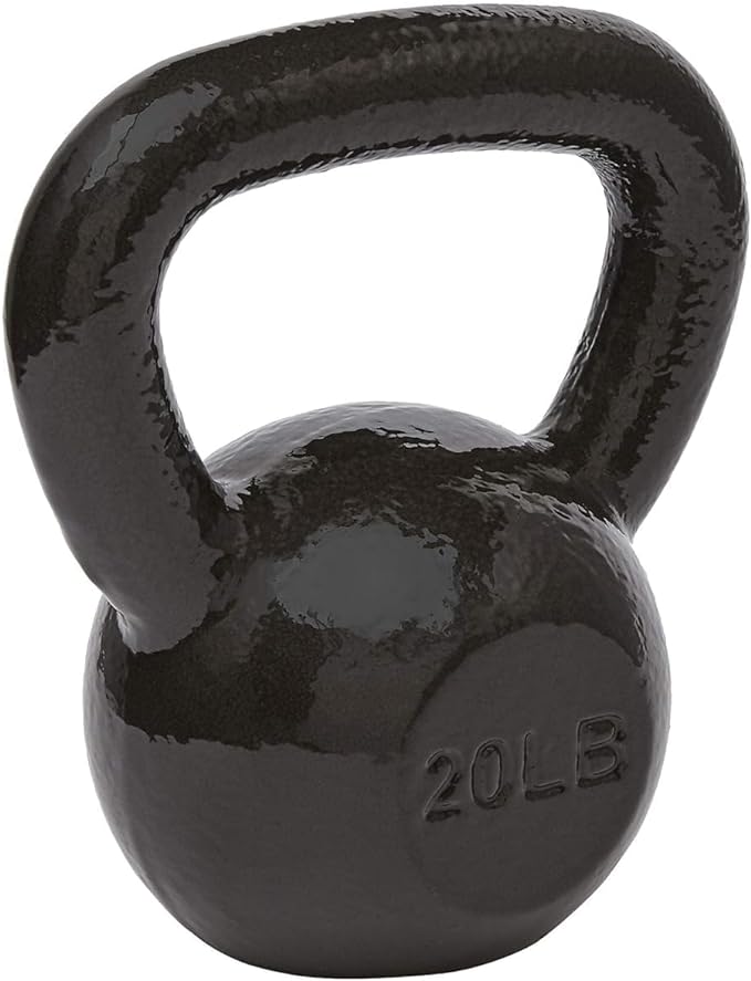 Amazon Basics Cast Iron Kettlebell for Strength Training, Textured Wide Handle, Black