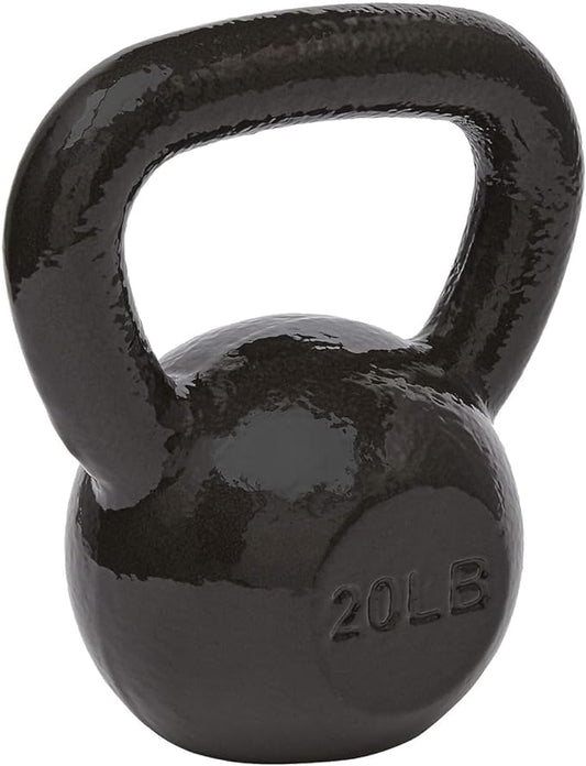Amazon Basics Cast Iron Kettlebell for Strength Training, Textured Wide Handle, Black