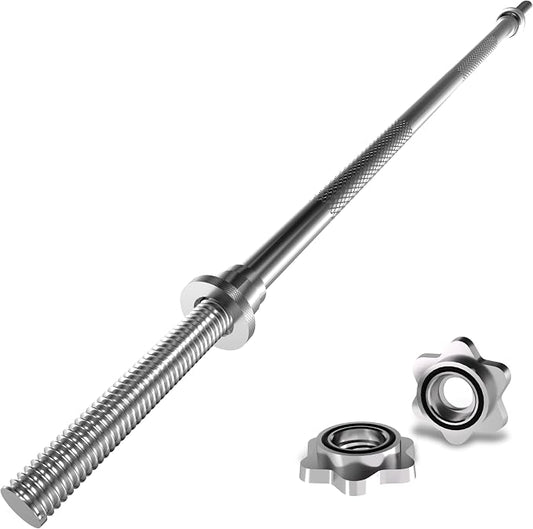 47 Inch Straight Barbell Bar - 1 inch Standard Weight Lifting Bar for Home Gym Strength Training - 480 LB Capacity for Deadlift, Hip Thrust, Bicep Curl, Lunge & Row - Includes 2 Locknuts