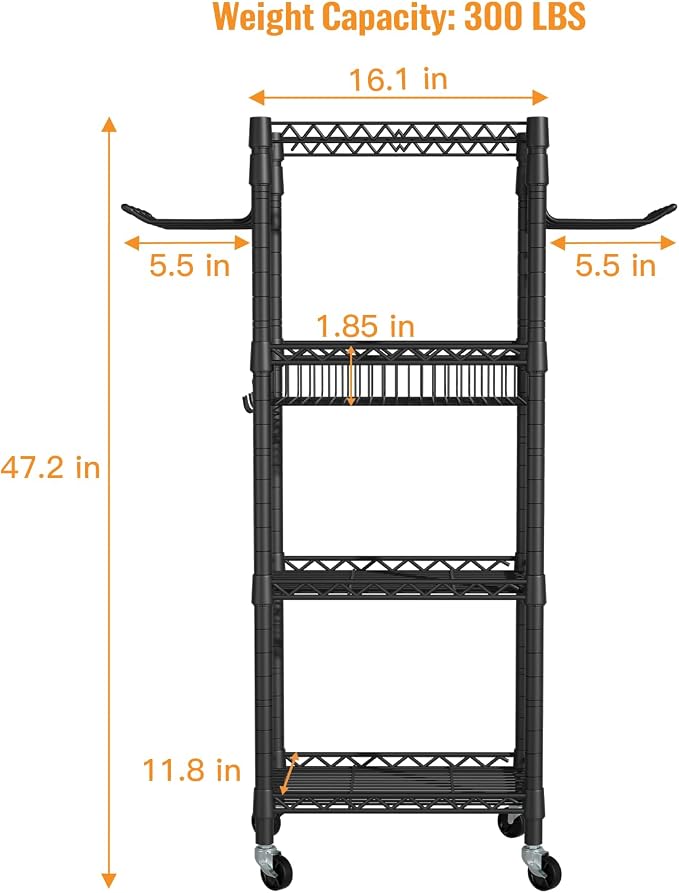 FUTASSI Home Gym Storage, 3 Tiers Workout Equipment Organizer with Wheels for Yoga Mats, Foam Roller, Dumbbells, Kettlebells, and Resistance Bands