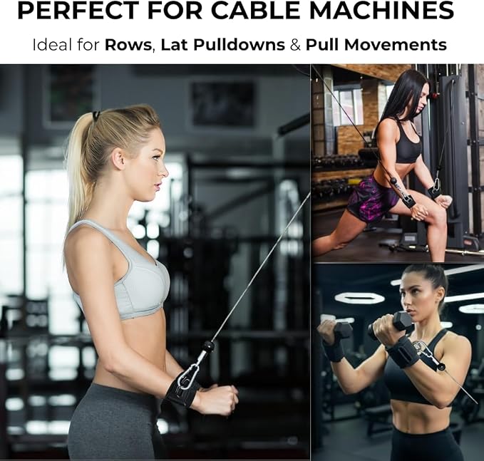 Weight Lifting Straps with D Ring - Gym Straps with D Ring | Cuffed D Rings, Padded Wrist Support, Fits All Cable Machines, Unisex, Anti Slip, Heavy Duty Weight Lifting Straps