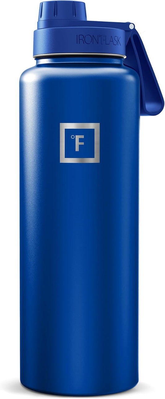 IRON °FLASK 40 oz Wide Mouth Water Bottle with Spout | Insulated Stainless Steel Sports Water Bottle with Leakproof Spout Lid - BPA Free, Cold 24 Hrs, Sweat Free (Twilight Blue)