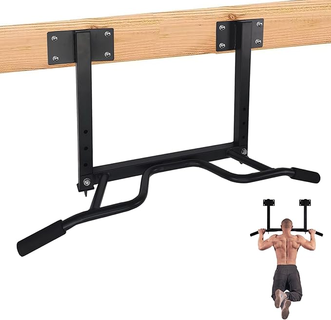 Joist Mounted Pull Up Bar,Heavy Duty Ceiling Mounted Chin Up Bar,Multi Grip, 4 Height Levels,35" Wide,Rings for Accessories,for Upper Body Workout