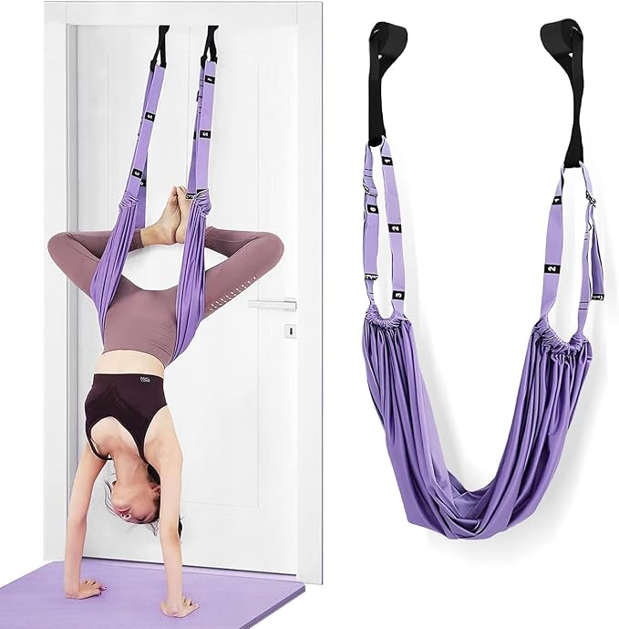 Leg Stretcher Strap - Yoga Stretching Strap,Yoga Door Swing,Backbend Training Rope with Door Anchor, Flexibility Trainer Stretching Equipment Assist Stretch Strap for Fitness Gymnastics Dance Aerial Ballet (purple)