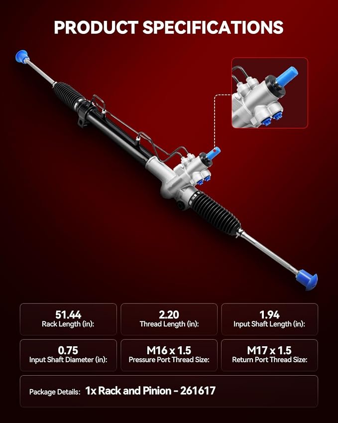Torchbeam Power Steering Rack and Pinion Compatible with Camry 2000-2001, Avalon 2000-2004, ES300 1999-2001 Replace 26-1617, 4550339135, 4550309030, 261690, 4425033160, 4425006110, 4425033034