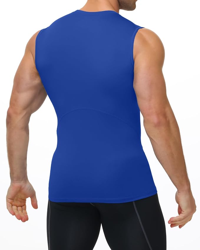Mens Sleeveless Compression Shirt Athletic Workout Tank Top Quick Dry Muscle Base Layer Undershirt Gym Running