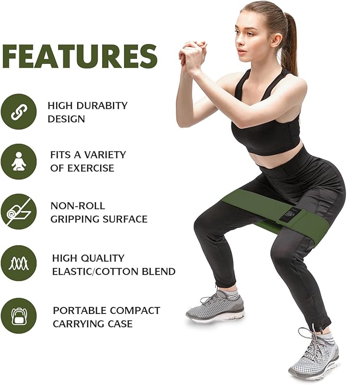 CFX Resistance Bands Set, Exercise Bands with Non-Slip Design for Hips & Glutes, 3 Levels Workout Bands for Women and Men, Booty Bands for Home Fitness, Yoga, Pilates