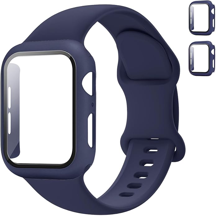 Sport Band and Case for Apple Watch Band 40mm 44mm 46mm 42mm 41mm 45mm 38mm iWatch Bands for Women/Men,Silicone Waterproof Strap with Cover Combo for Apple Watch Series 11 10 9 8 7 6 5 4 SE Ultra/2 3