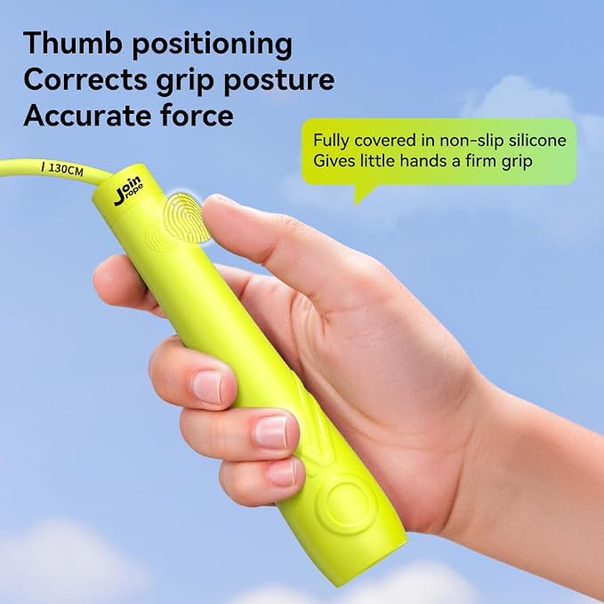 Kids Jump Rope for Children-Adjustable Speed Skipping Rope with Dual Bearings, Segmented Anti-Tangle Cord, Silicone Handles, Indoor Outdoor Fitness Toy for Boys & Girls