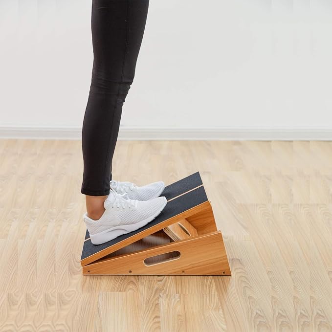 StrongTek Professional Wooden Slant Board, Adjustable Incline Board, and Calf Stretcher, Stretch Board - Extra Side-Handle Design for Portability, Full-Coverage