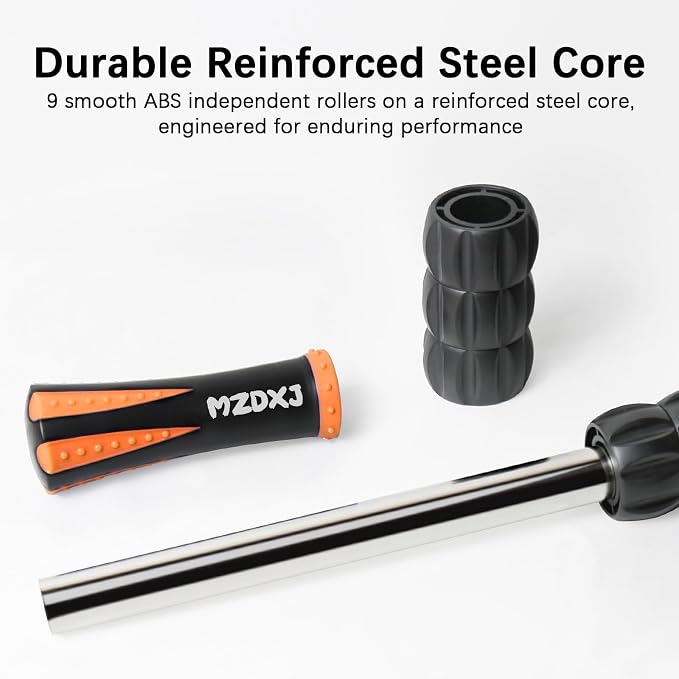 Muscle Roller Massage Roller Stick- Deep Tissue Fascia Blaster for Myofascial Pain Relief, Lymphatic Drainage & Body Sculpting, Handheld Physical Therapy & Recovery Tool (Orange Black)