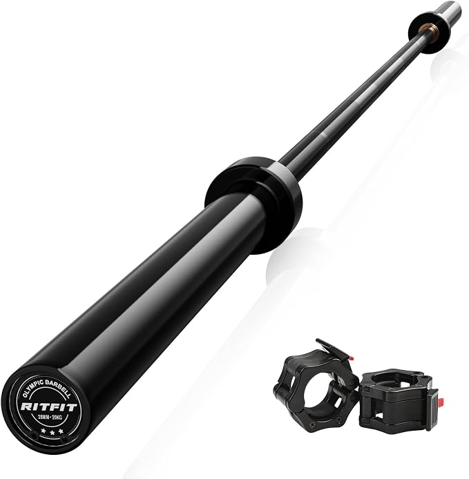 RitFit Elite 7ft Olympic Barbell, Robust 45lb Barbell for Weightlifting and Powerlifting, Superior Olympic Bar with Exceptional 500lbs Load Capacity, Weight Bar for 2” Standard Plates