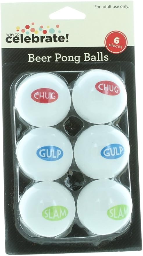 12ct Beer Pong Balls White w/Sayings Drinking Game College Frat Party Novelty