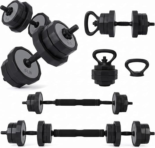 Garvee Adjustable Dumbbells Set 45/65/85 Lbs, 3 In 1 Weight Dumbbell Set | Adjustable Free Weights Set Used As Kettlebells, Barbells, Dumbbells with Barbell Connector & Kettlebell for Home Gym