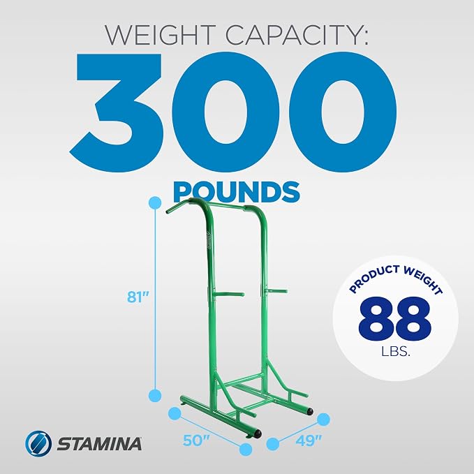 Stamina Pull Up Bar Tower & Dip Station, Free Standing Outdoor Home Gym Equipment - Adjustable and Portable Workout Stand for Calisthenics Body Weight Training