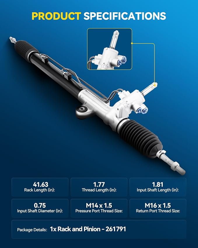 PHILTOP Power Steering Rack and Pinion Assembly for 98-02 Accord | 1998-2000 Accord 3.0L, Accord Coupe, 2001-2002 Accord 3.0L Sedan Replace No.53010S87A01, 53601S84A02, 53601S87A02, 261791