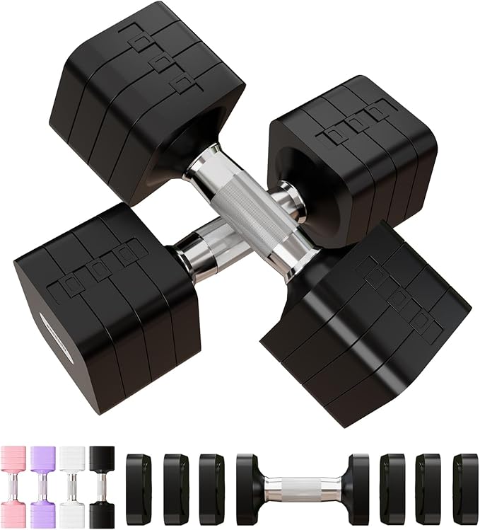 Adjustable Dumbbell Set for Women Men 7.5LB/10LB/15LB/20LB/25LB Each | Dumbbells Set of 2, Free Weight Set at Home Gym, Hand Weights with Locking/Metal Handle for Exercise Muscle Toning Rehab