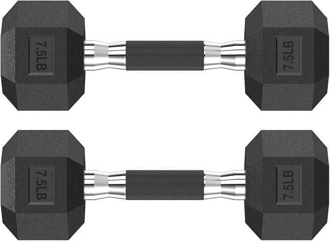 HANDBODE Rubber Encased Hex Dumbbell Pair, 2.5-65 lb | Non-Slip Handle Design for Secure & Comfortable Grip, Hand Weights for Strength Training, Fitness & Home Gym