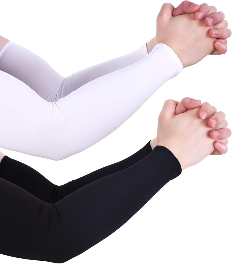 Mudder 8 Pairs UV Sun Protection Cooling Arm Sleeves for Men Women Youth Silk Compression Arm Cover Breathable Outdoors Sport
