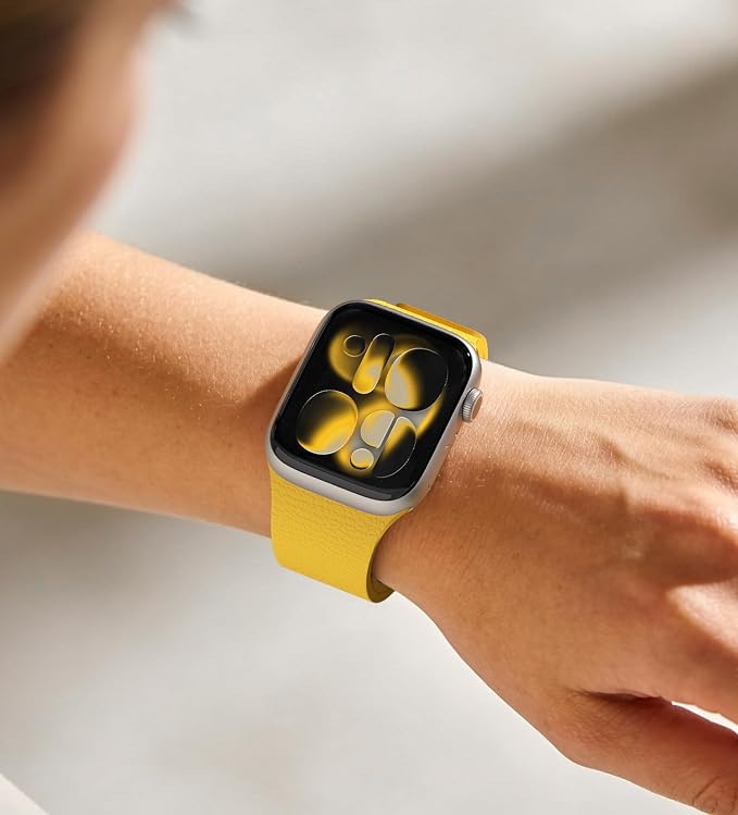 Magnetic Silicone Band Compatible with Apple Watch Band Ultra 3/2/1 & SE 3/2/1 & Series 11 10 9 8 7 6 5 4 3 49mm 46mm 45mm 44mm Strong Magnetic Clasp, Waterproof & Adjustable (Yellow)