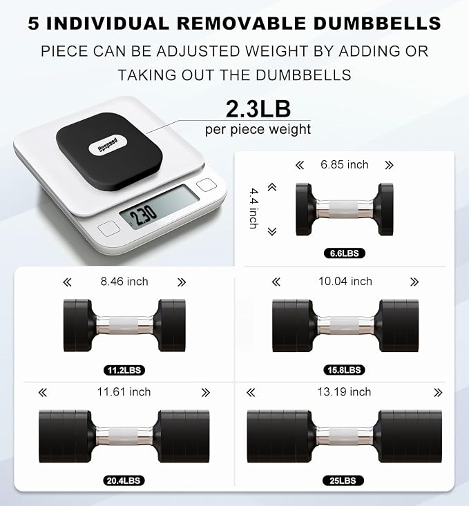 Adjustable Dumbbell Set for Women Men 7.5LB/10LB/15LB/20LB/25LB Each | Dumbbells Set of 2, Free Weight Set at Home Gym, Hand Weights with Locking/Metal Handle for Exercise Muscle Toning Rehab
