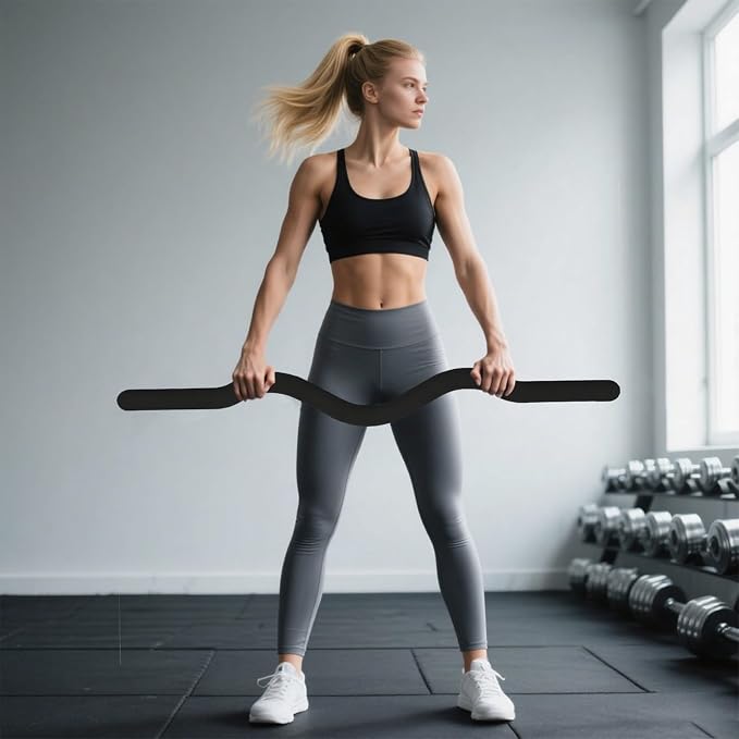 Weighted Workout EZ Curl Bar, Strength Training Bars, Soft Silicone Surface with Solid Steel Exercise Bar Barbell for Yoga, Pilates,Body Toning,and Strength Training