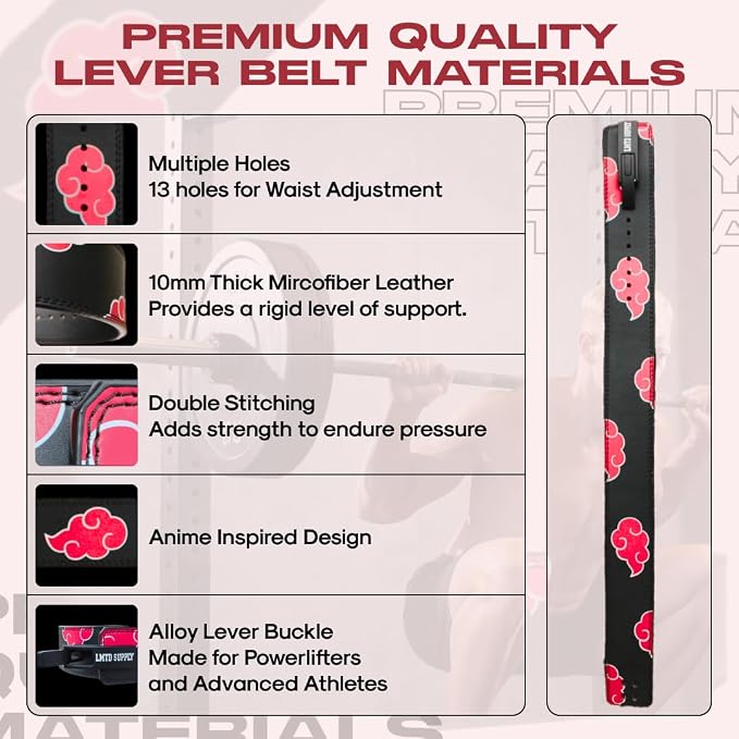 Anime Lever Belt, Weight Lifting Belt, Heavy Duty Powerlifting Weightlifting Gym Belt for Deadlifts Squats Back Support