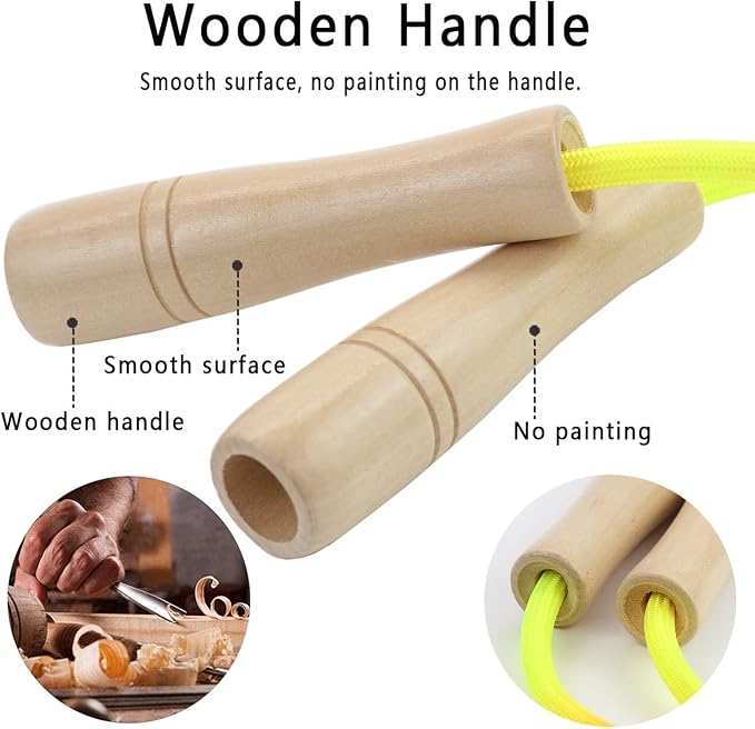 16 FT Long Jump Rope for Kids, Adjustable Double Dutch Skipping Rope with Wooden Handle, Multiplayer Team Jumping Rope for Outdoor Fun, School Sport, Party Game, Birthday Gift