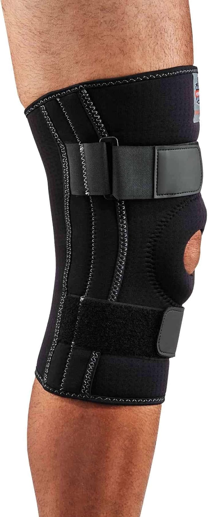 Ergodyne ProFlex 620 Neoprene Padded Knee Sleeve Support Stabilizer with Stays, Open Patella, Adjustable Compression Fit