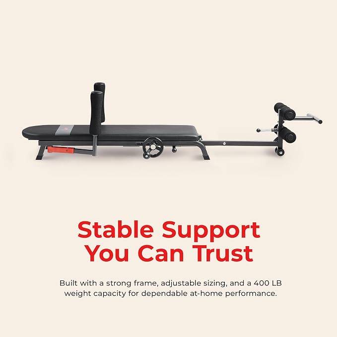 Sunny Health & Fitness Decompression Stretch Table for Back Pain Relief | No-Hang Inversion Therapy, 400LB Capacity, Precise Stretch Control, Spinal Alignment Support, Improved Flexibility