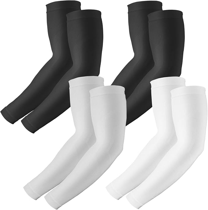 RHsia 4 Pairs UV Sun Protection Arm Sleeves for Men Women, Compression Cooling Sun Sleeves - Sports - Workouts - Tattoo Cover