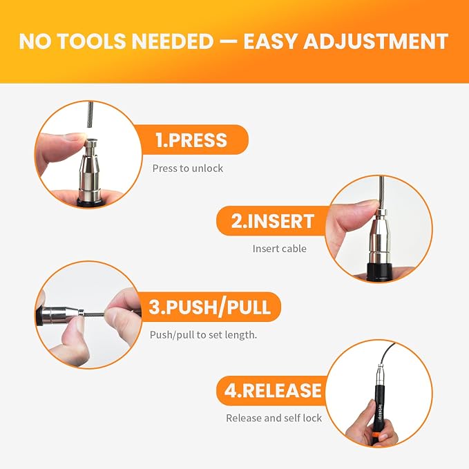 Self-Locking Aluminum Speed Jump Rope, 2 Cable Set