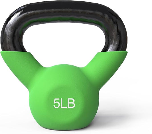 Mikolo Neoprene Coated Cast Iron Kettlebells 5-30LB Set, Solid Weight Set with Wide Grip Handle and Flat Bottom, Ideal for Full Body Strength Training at Home Gym