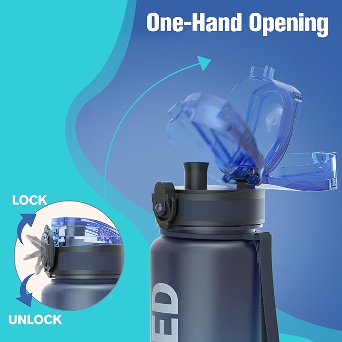 Sahara Sailor Water Bottle 32oz, Durable and Leakproof Water Bottles Motivational with Time Marker, Tritan, BPA Free, Wide Mouth with Easy Clean Brush for Gym, Travel, Home, School, Office (1 Bottle) | Bpa Free, Leakproof Wide Mouth With Fast Flow Lid ...