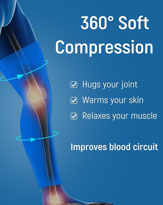 Leg Compression Sleeve, Stays in Place, Snug Fit, Pack of 1, Medium | Soft Breathable Material, Upgraded Silicone Band, Mid-Thigh Knee Calf Support, Reduce Leg Soreness, Daily Wear, Workout