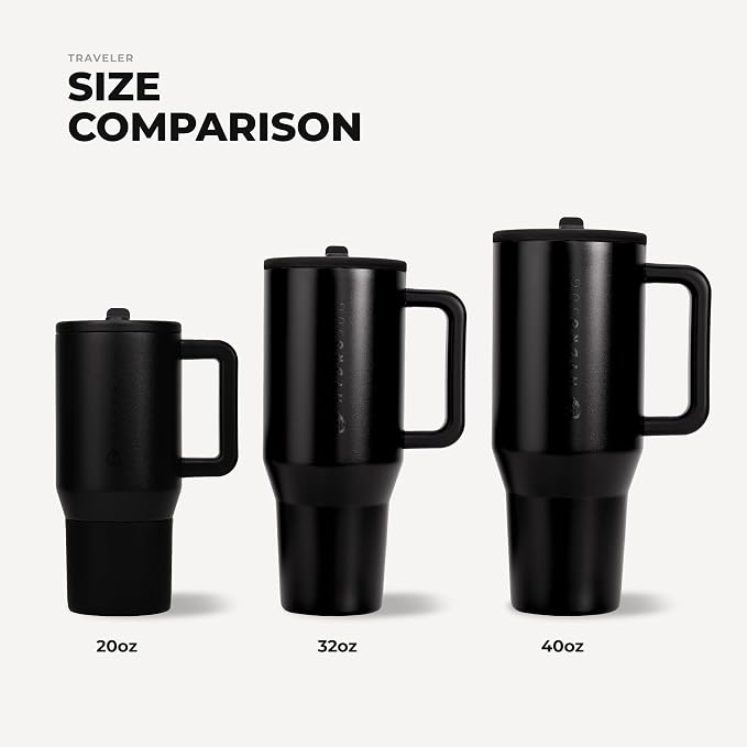 HydroJug Traveler 40oz, Insulated Tumbler with Handle & Straw, Black