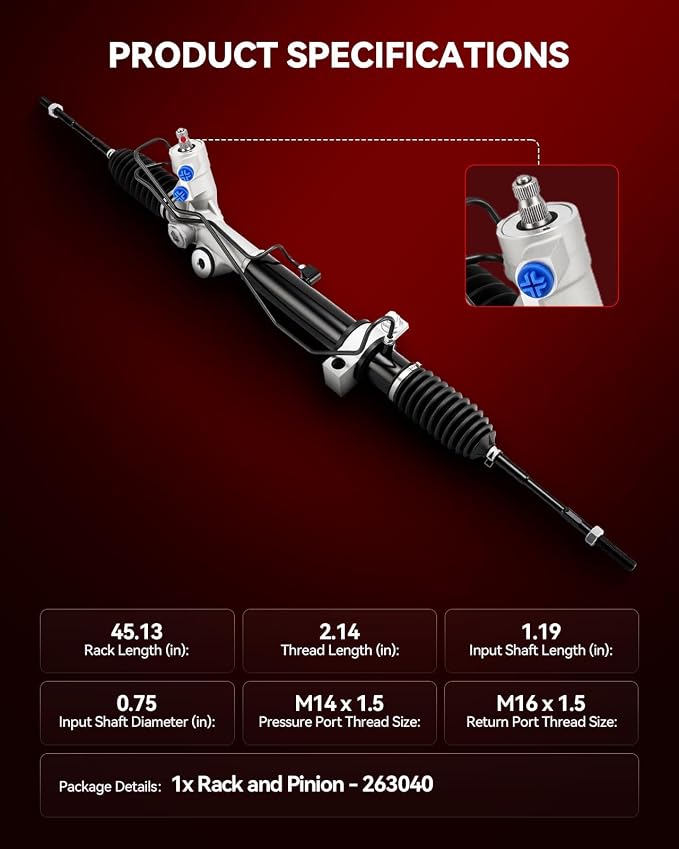 Torchbeam Hydraulic Power Rack and Pinion Assembly Compatible with Nissan Murano 2005 2006 2007 3.5L V6 AWD, 263040