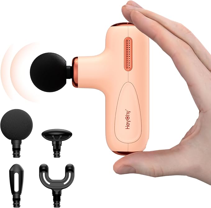 Mini Massage Gun Deep Tissue, Portable Muscle Massager, FSA Eligible | Quiet Operation, 4 Heads, Men Women Athletes Back Neck Shoulder Muscle Care