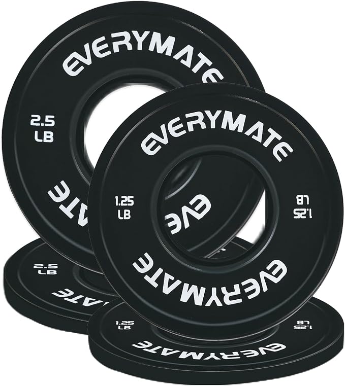 EVERYMATE Change Weight Plates 1.25LB 2.5LB 5LB Set Fractional Olympic Bumper Plates for Cross Training Steel Insert Strength Training