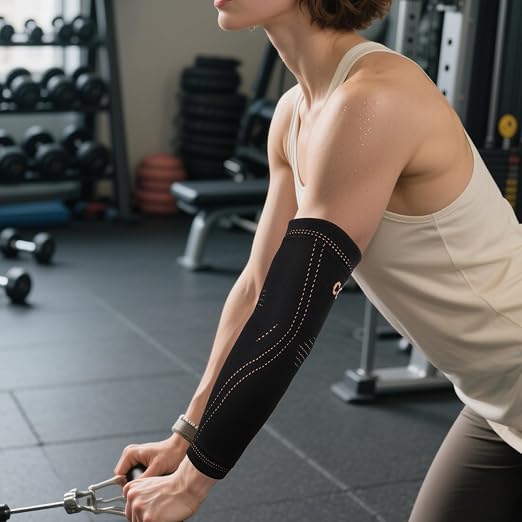 Copper Arm Sleeve | Elbow Brace for Tennis Elbow & Tendonitis | Copper Elbow Compression Sleeve for Men & Women | Sports Support & Recovery (Black, X-Large)